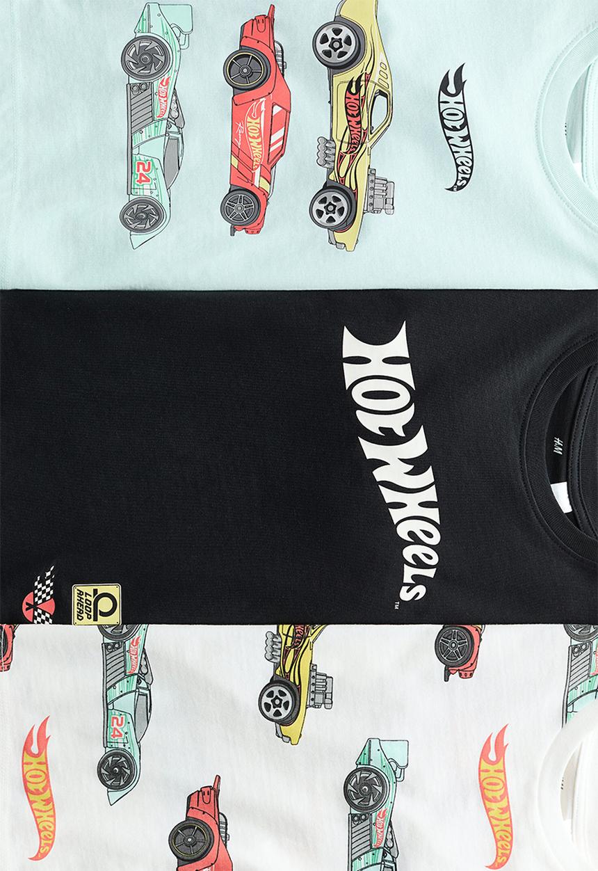 H&M - 3-Pack printed t-shirts - white/hot wheels