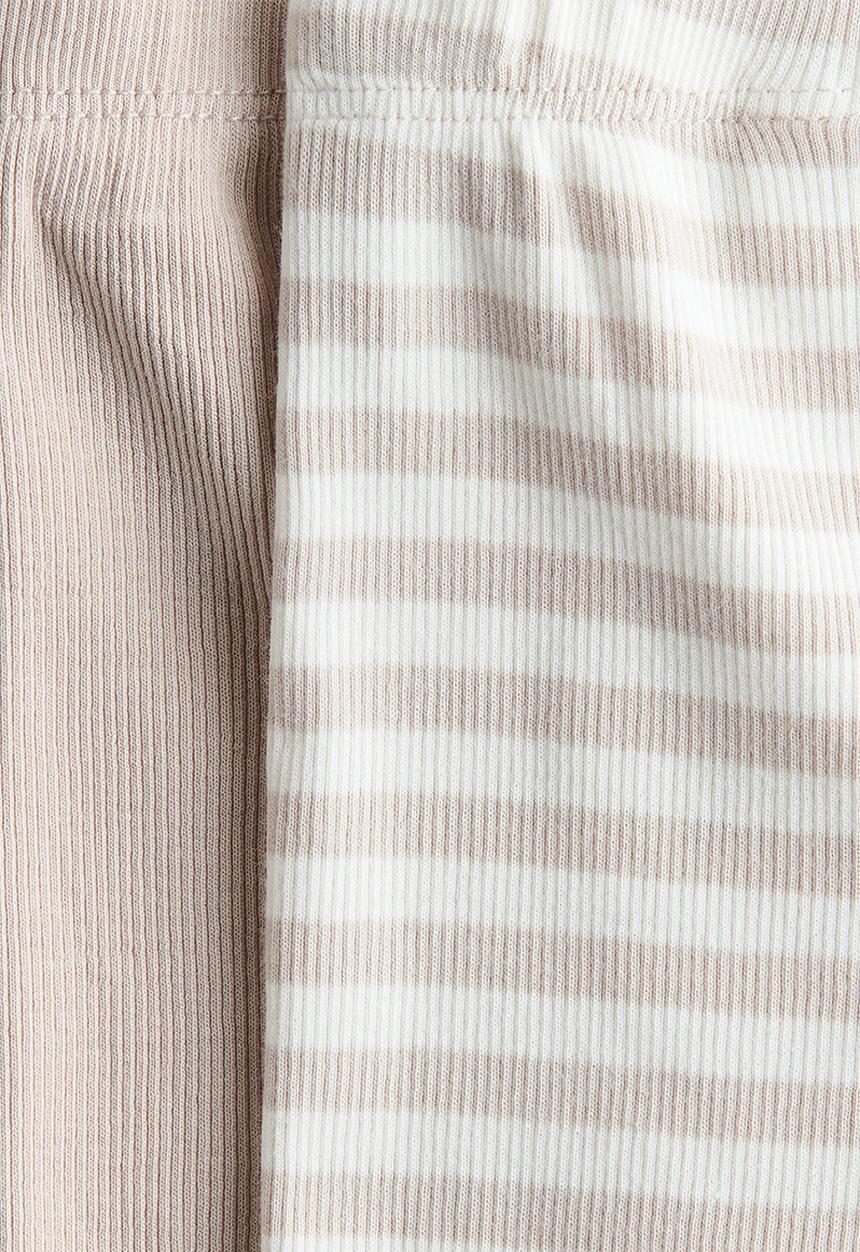 H&M - 2-Pack adjustable-fit leggings - light beige/striped
