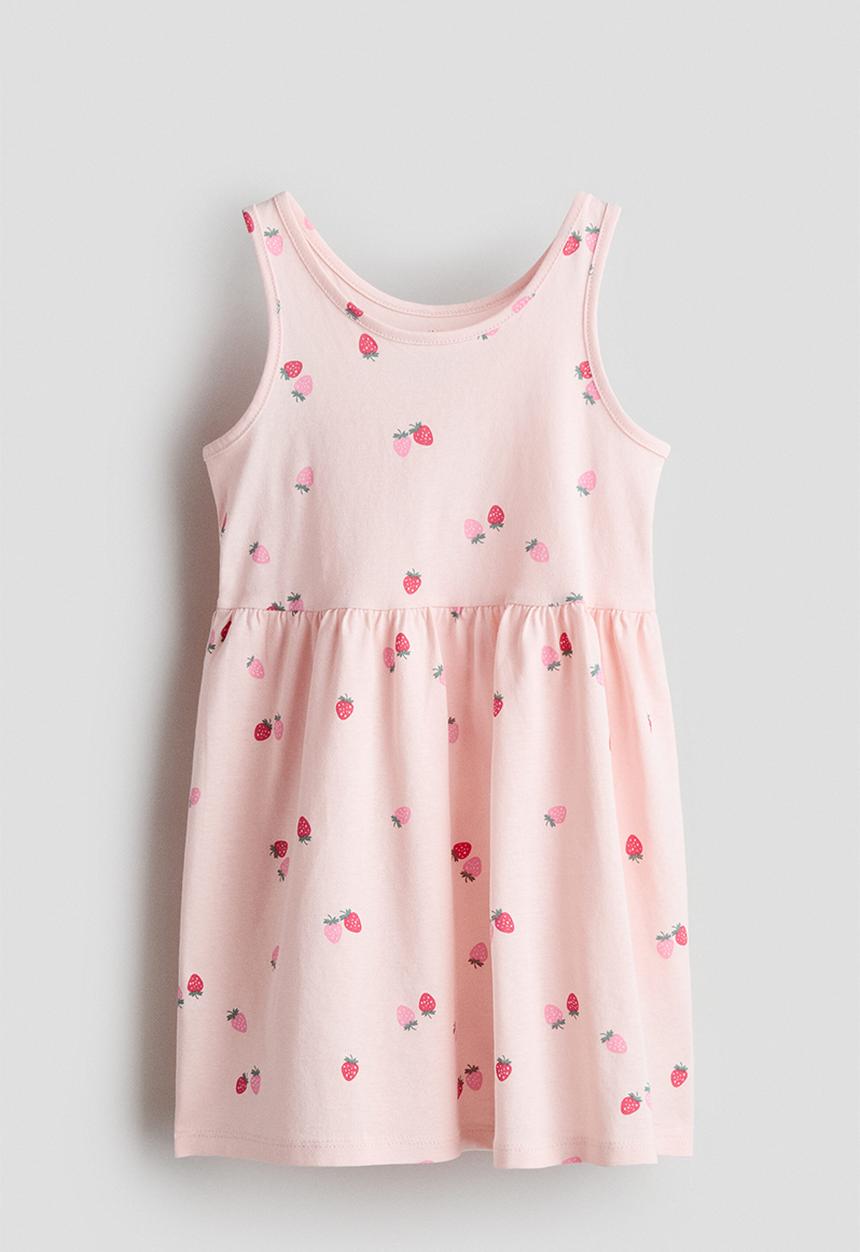 H&M - Patterned cotton dress - light pink/strawberries