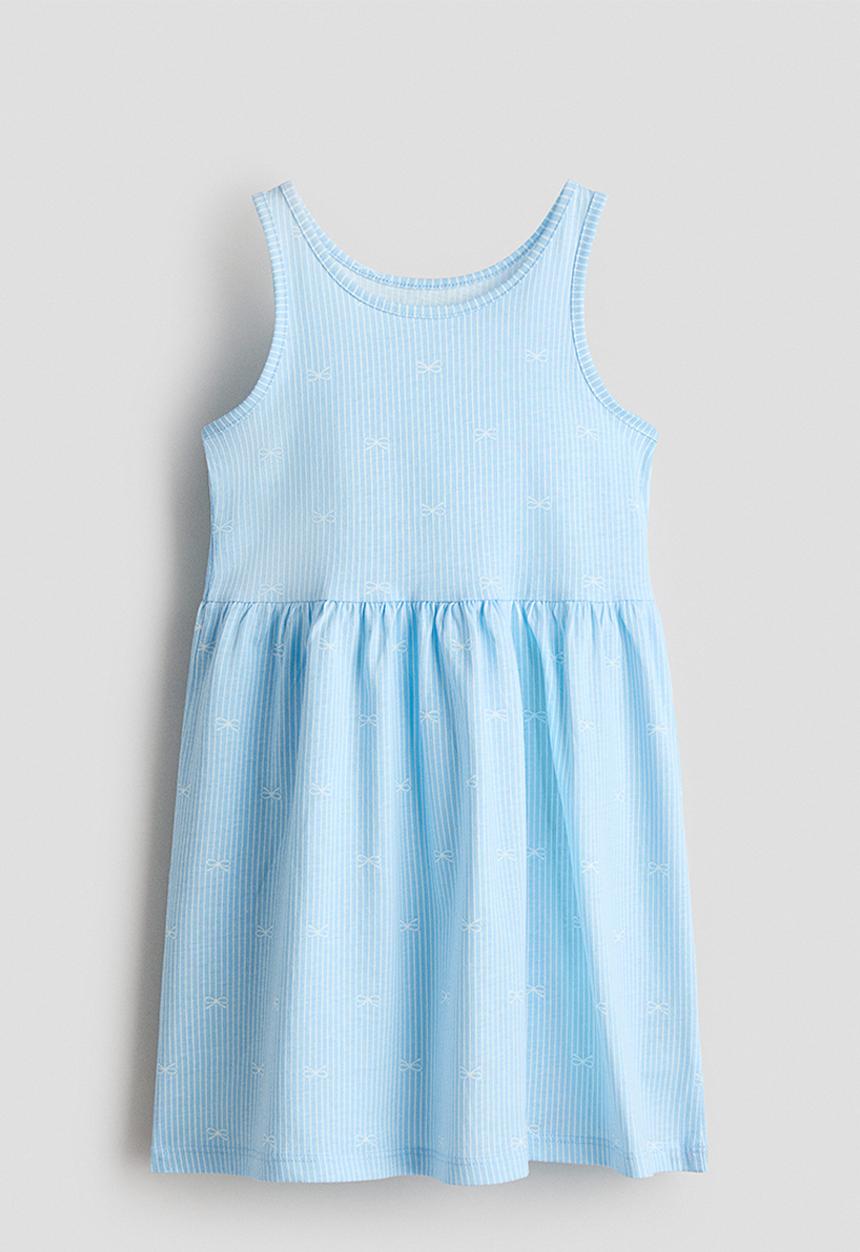 H&M - Patterned cotton dress - light blue/bows