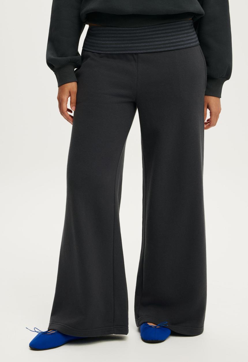 Cotton On - Fold Over Waistband Sweatpant - Shadowstone/Stripe