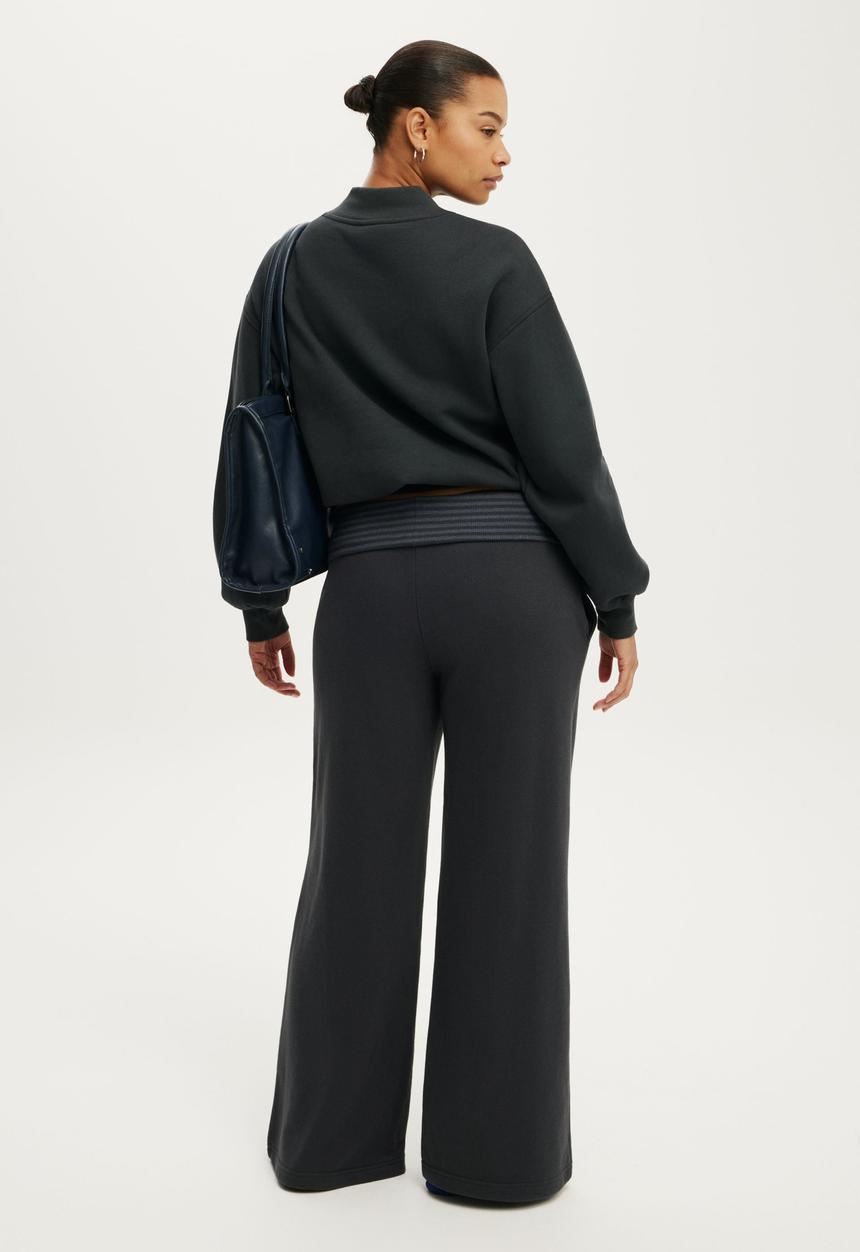 Cotton On - Fold Over Waistband Sweatpant - Shadowstone/Stripe