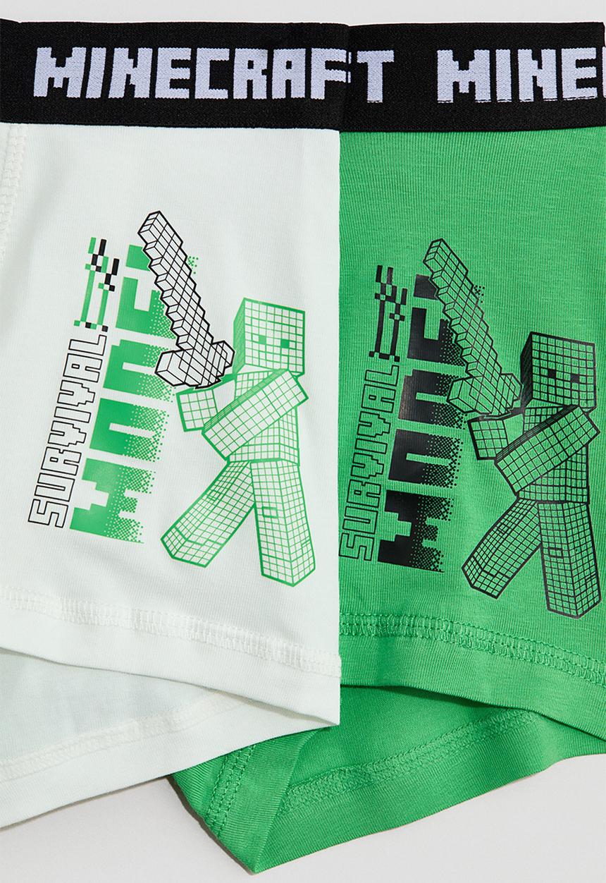 H&M - 5-pack trunks - green/minecraft