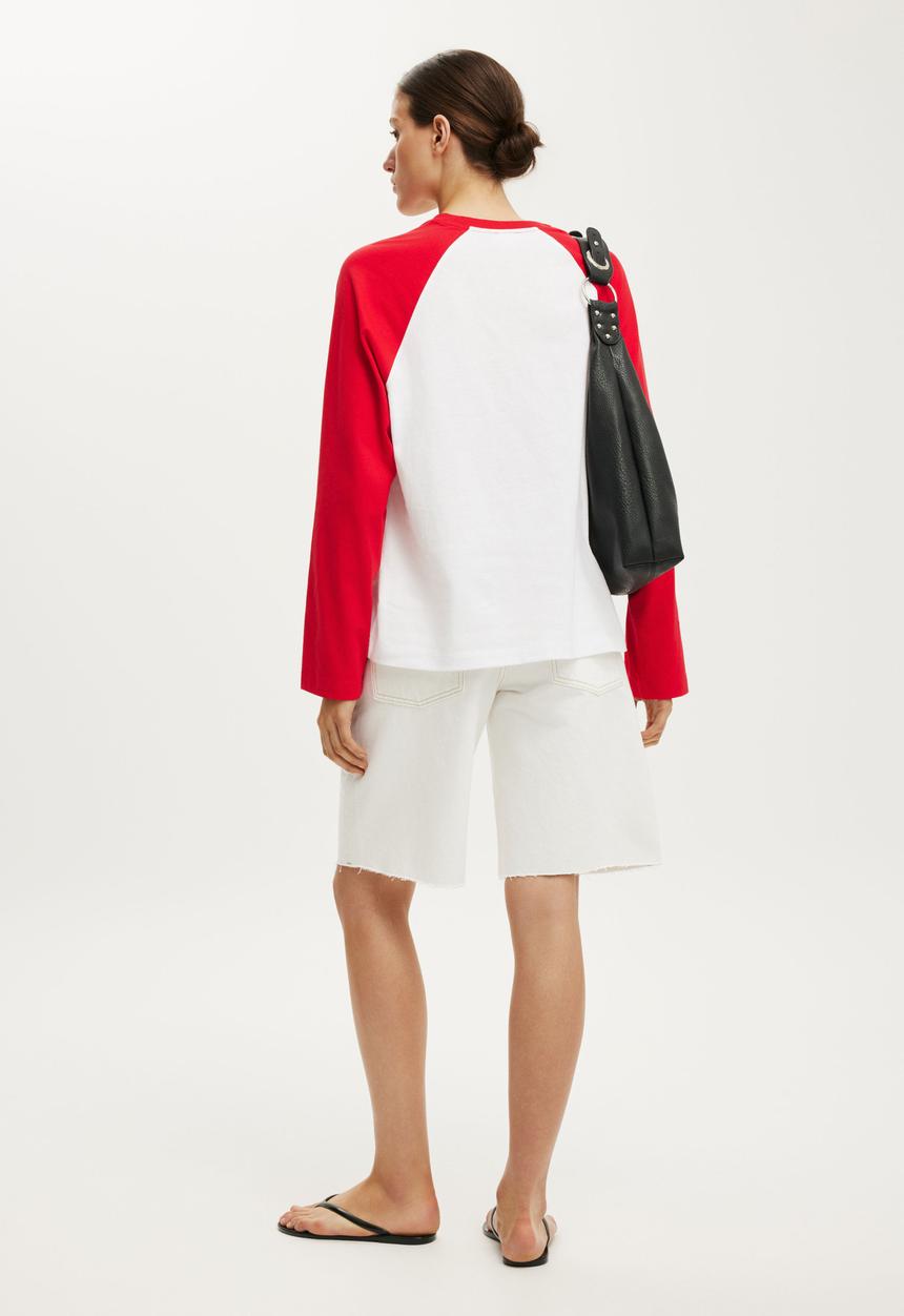 Cotton On - Baggy Denim Short - Vintage White Raw