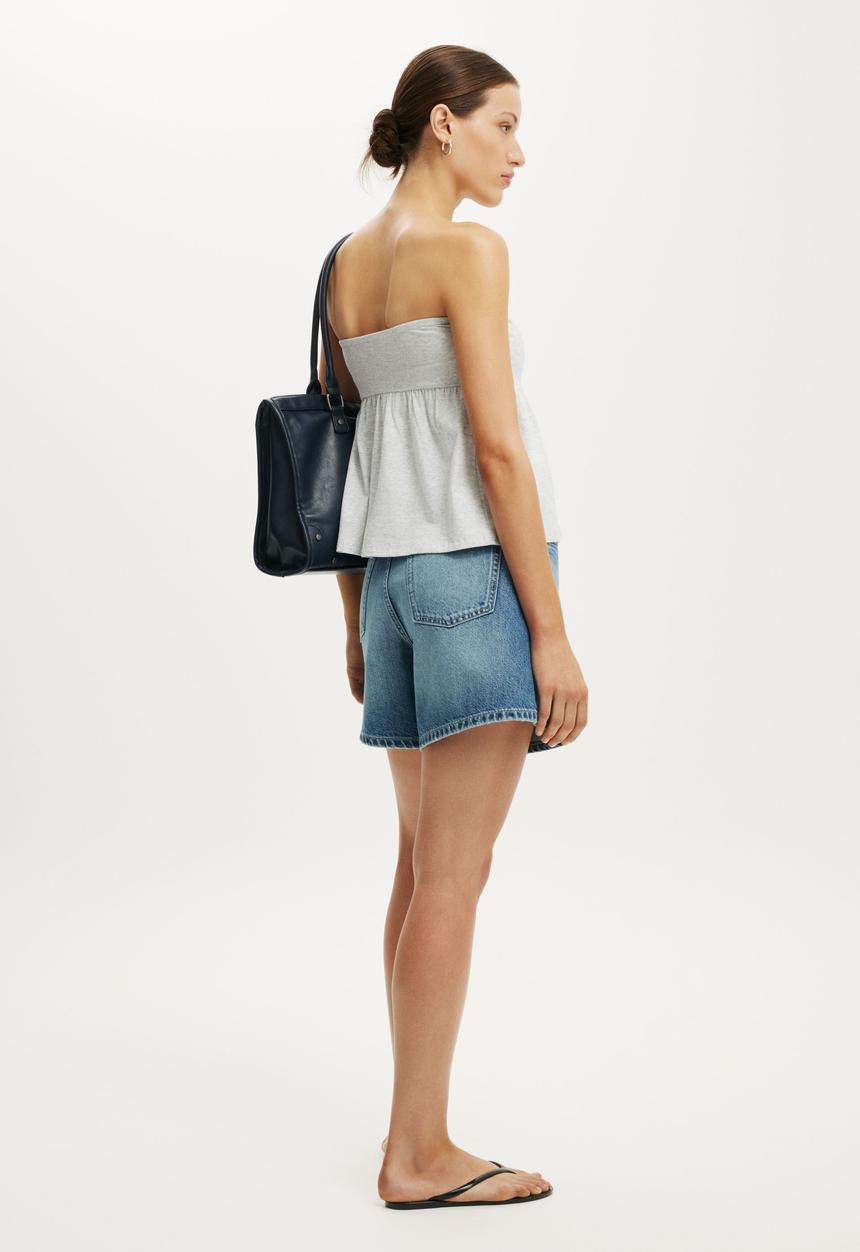 Cotton On - High 90s Denim Short - Palm Blue