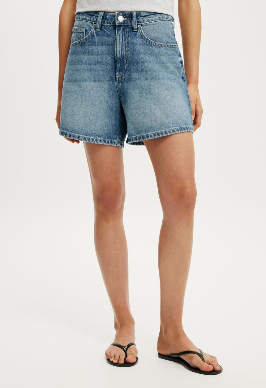 Cotton On - High 90s Denim Short - Palm Blue