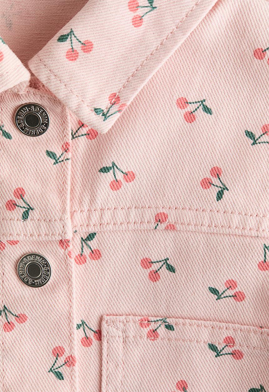 H&M - Printed twill jacket - light pink/cherries