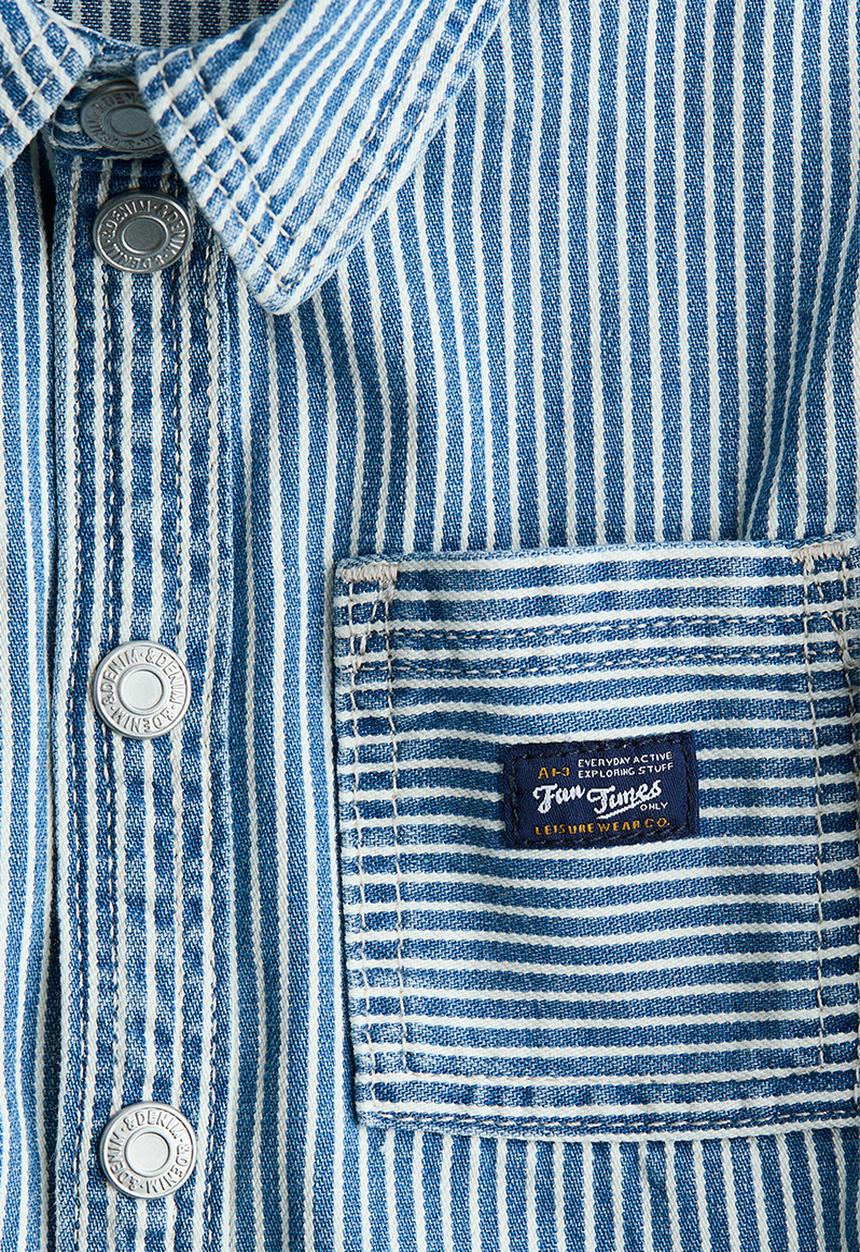 H&M - Cotton twill overshirt - denim blue/white striped