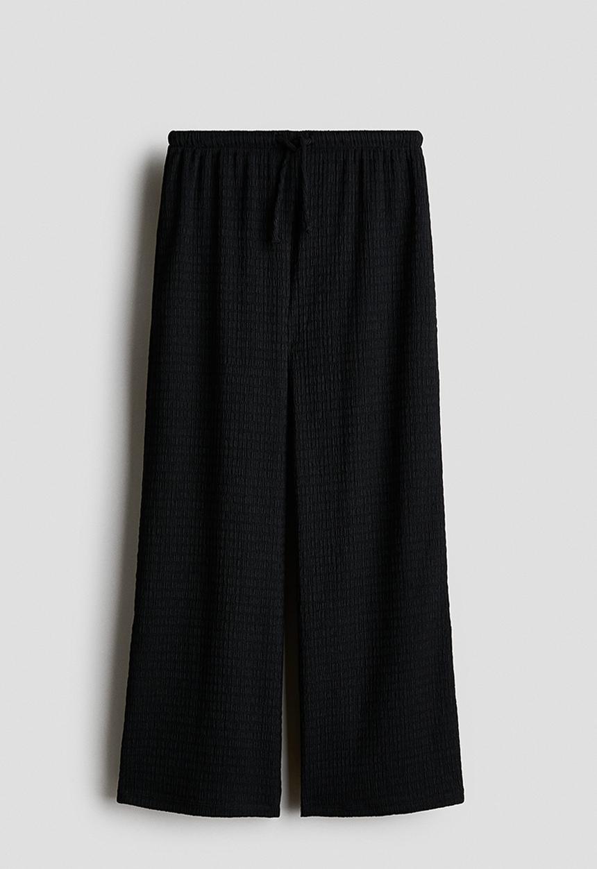 H&M - Textured jersey trousers - black