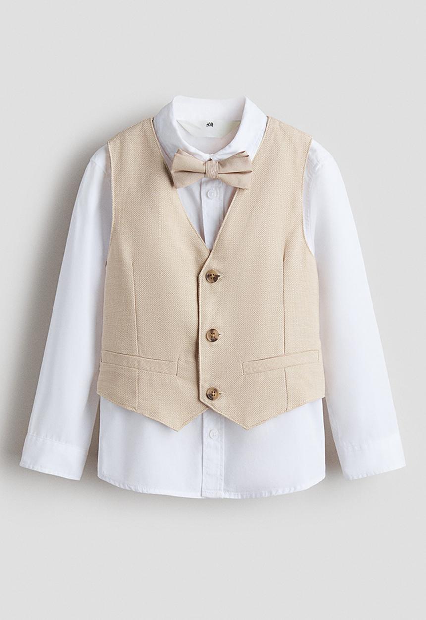H&M - 3-piece dressy set - light beige/white