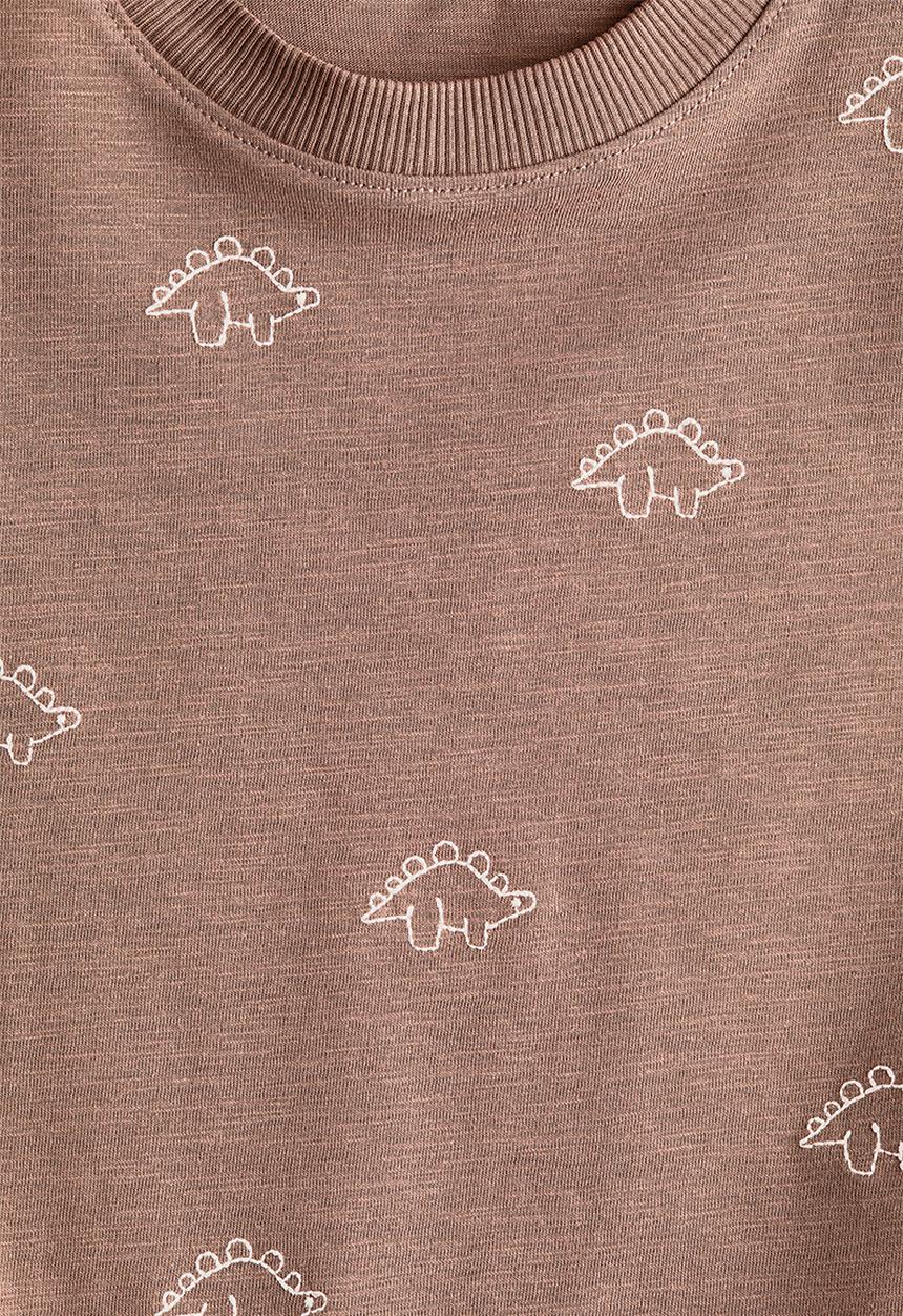 H&M - Cotton t-shirt - brown marl/dinosaurs