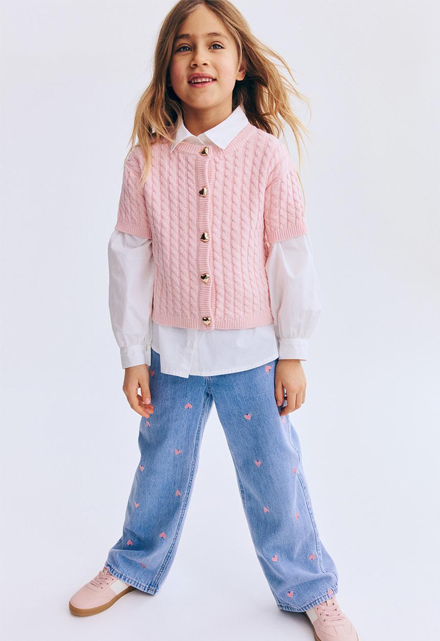 H&M - Cable-knit cardigan - light pink