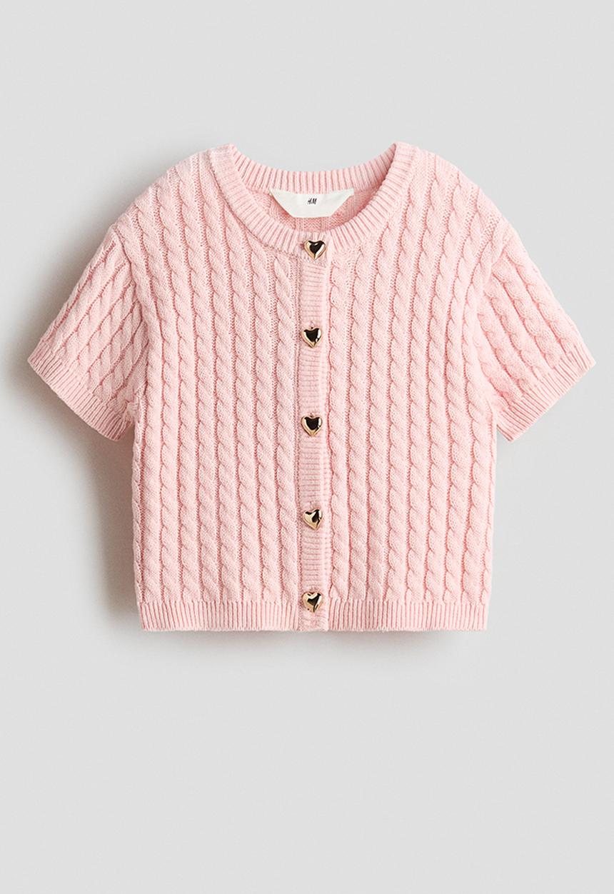H&M - Cable-knit cardigan - light pink