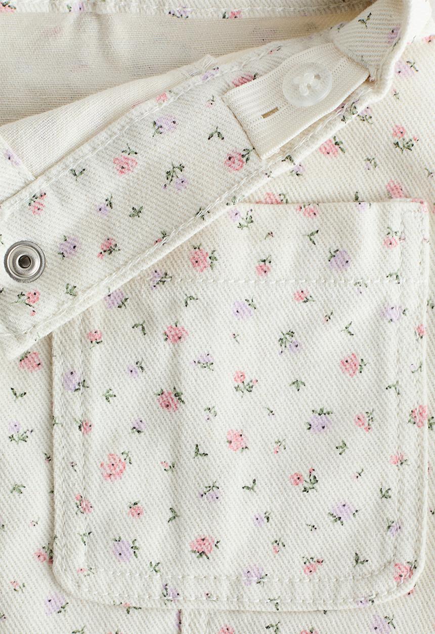 H&M - Cotton twill skirt - cream/floral