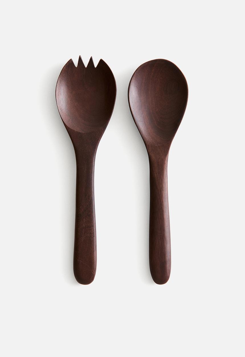 H&M - Mango wood salad servers - dark brown