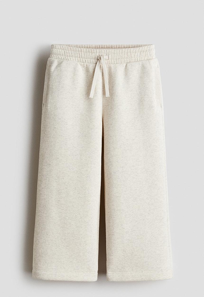 H&M - Wide brushed-inside joggers - light beige marl