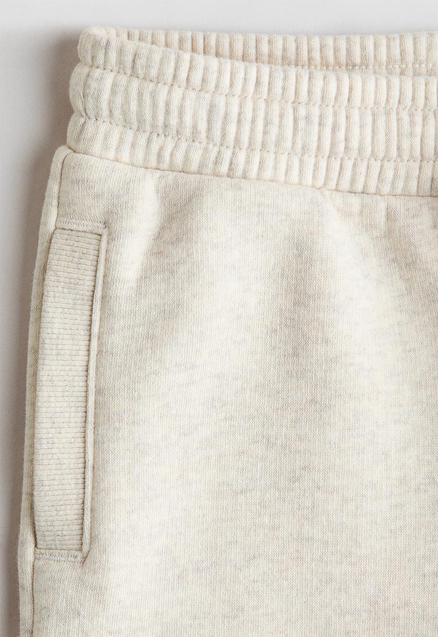 H&M - Wide brushed-inside joggers - light beige marl