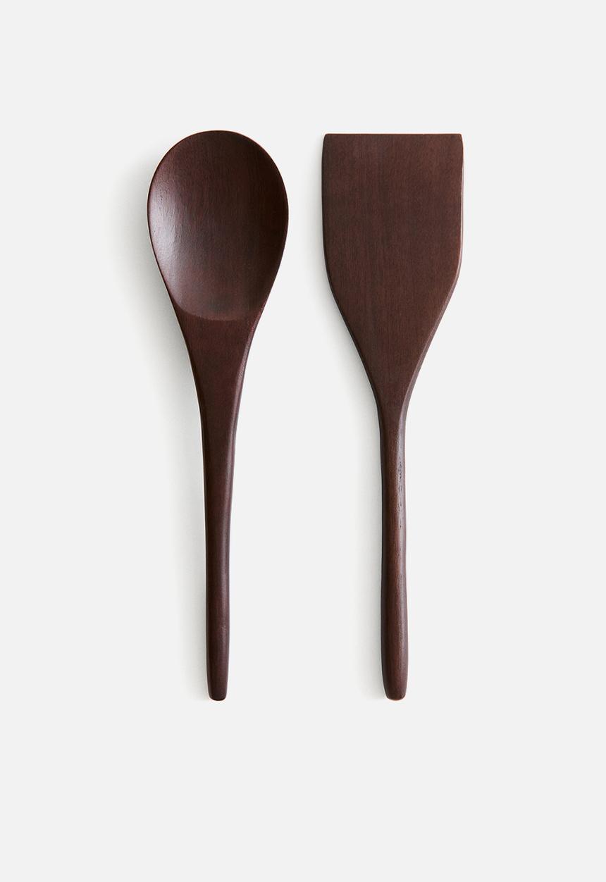 H&M - 2-piece mango wood kitchen utensils set - dark brown