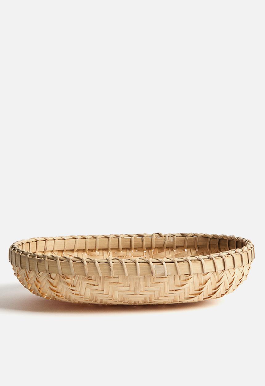 H&M - Small oval bamboo basket - beige