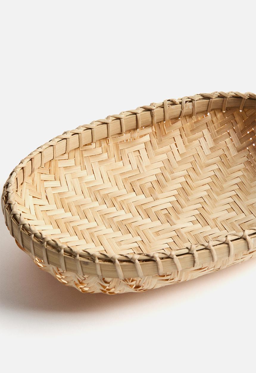 H&M - Small oval bamboo basket - beige