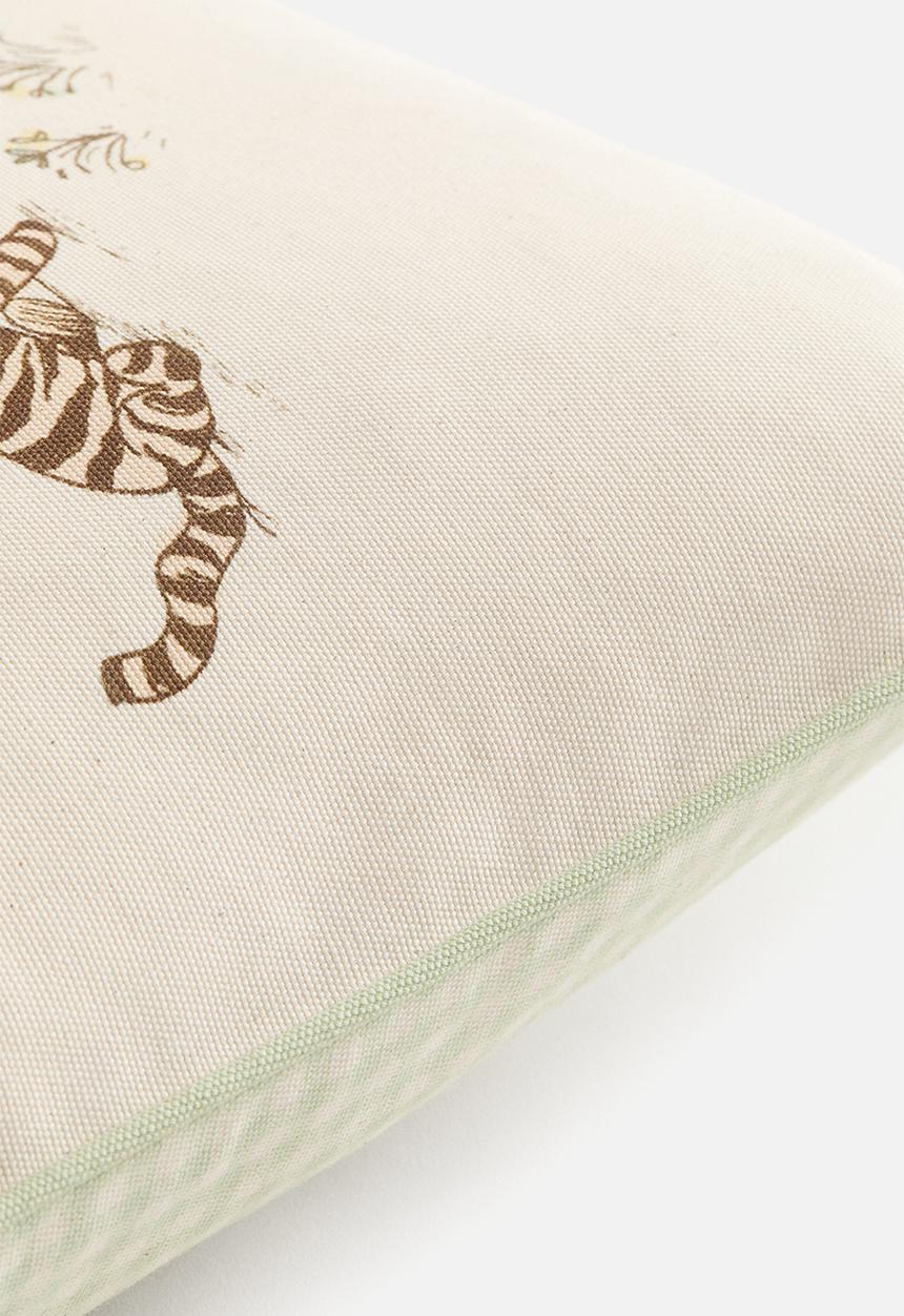 H&M - Print-motif canvas cushion cover - light green/winnie the pooh