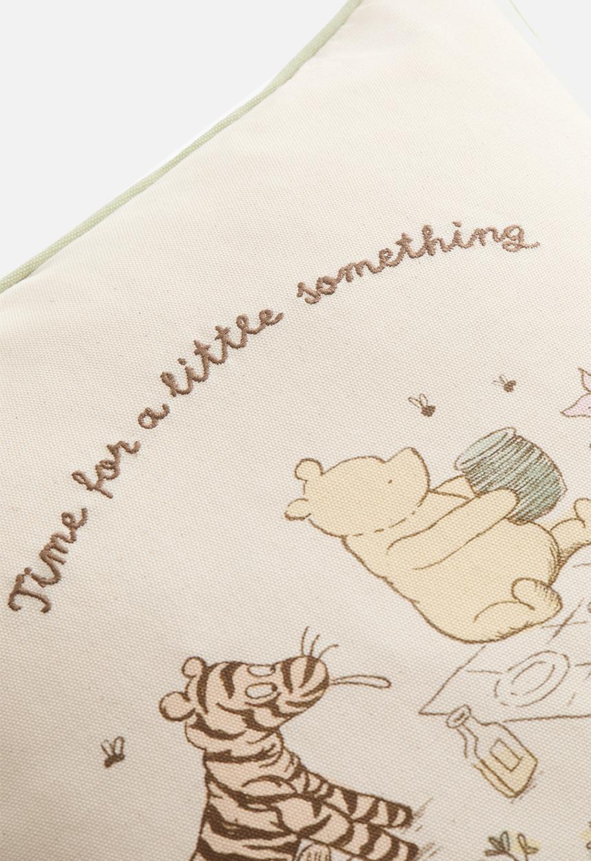 H&M - Print-motif canvas cushion cover - light green/winnie the pooh