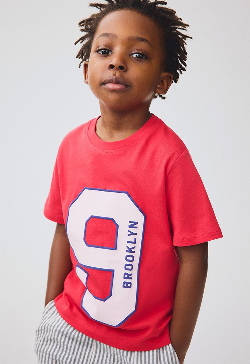 H&M - Printed cotton t-shirt - red/brooklyn