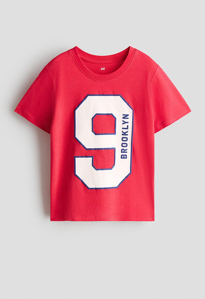 H&M - Printed cotton t-shirt - red/brooklyn