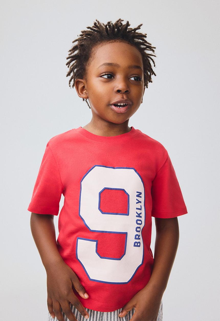 H&M - Printed cotton t-shirt - red/brooklyn