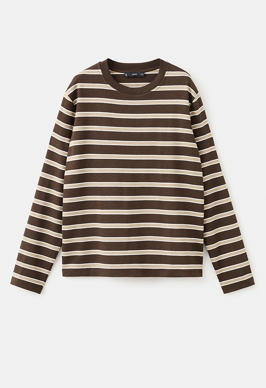 MANGO - T-shirt rili - brown
