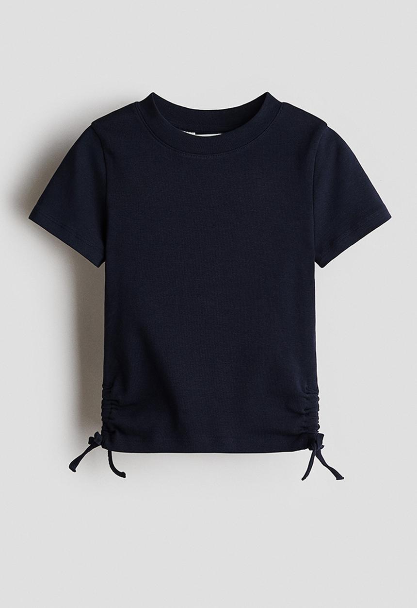 H&M - Drawstring-detail cotton top - navy blue