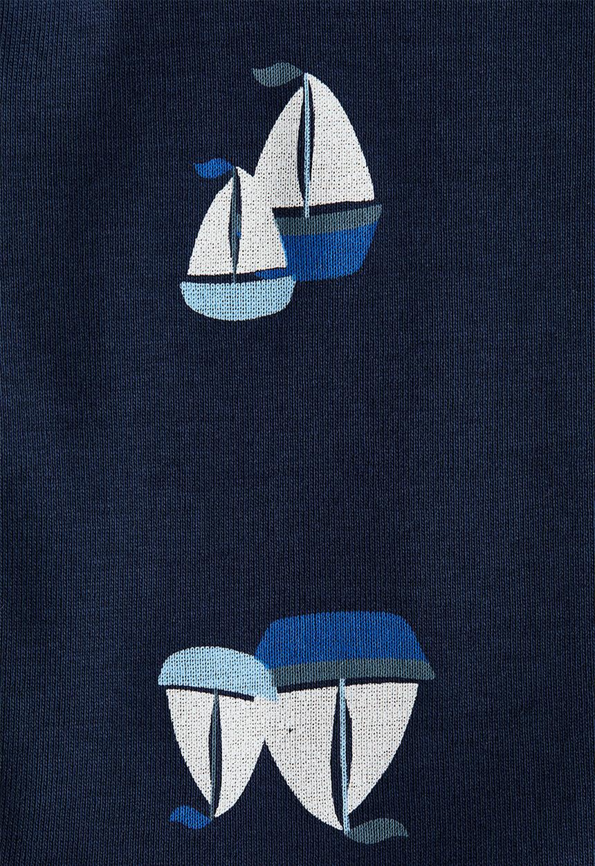 H&M - Printed bodysuit - navy blue/sailboats