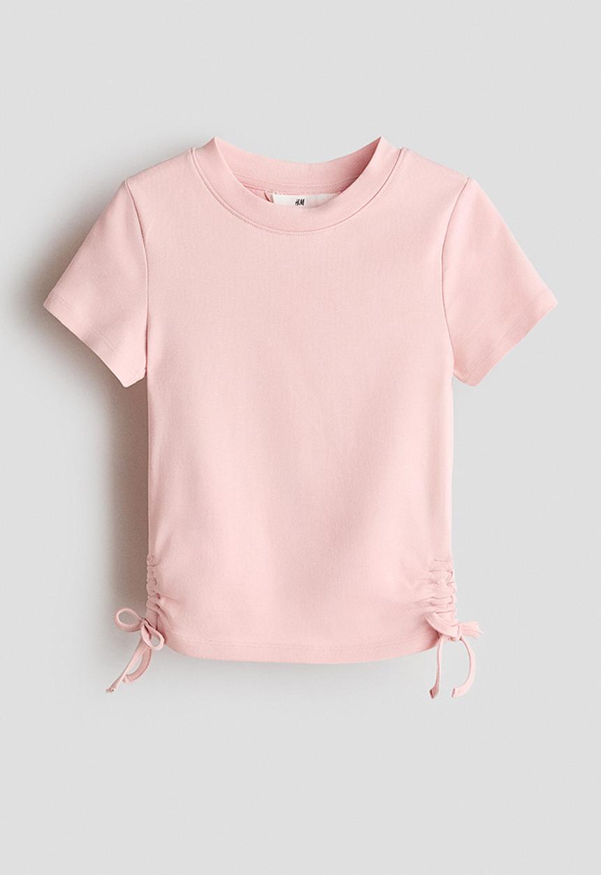 H&M - Drawstring-detail cotton top - light pink