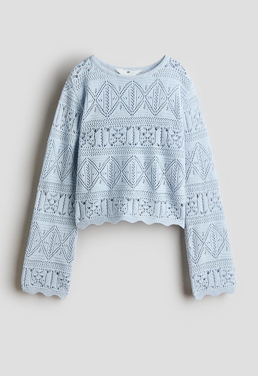 H&M - Crochet-look jumper - light blue