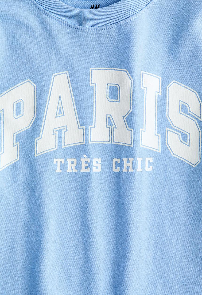 H&M - Printed t-shirt - light blue/paris