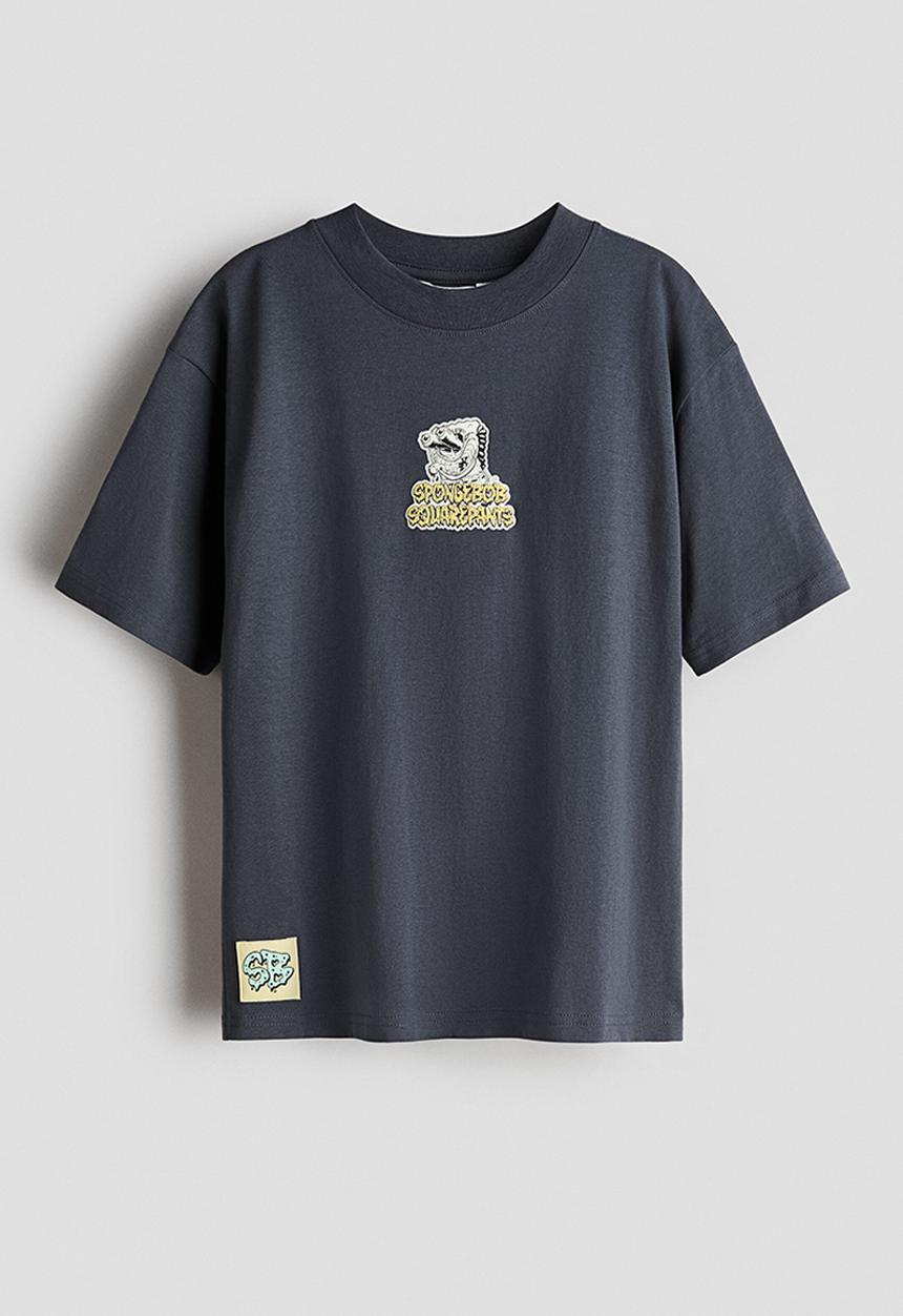 H&M - Printed t-shirt - dark grey/spongebob