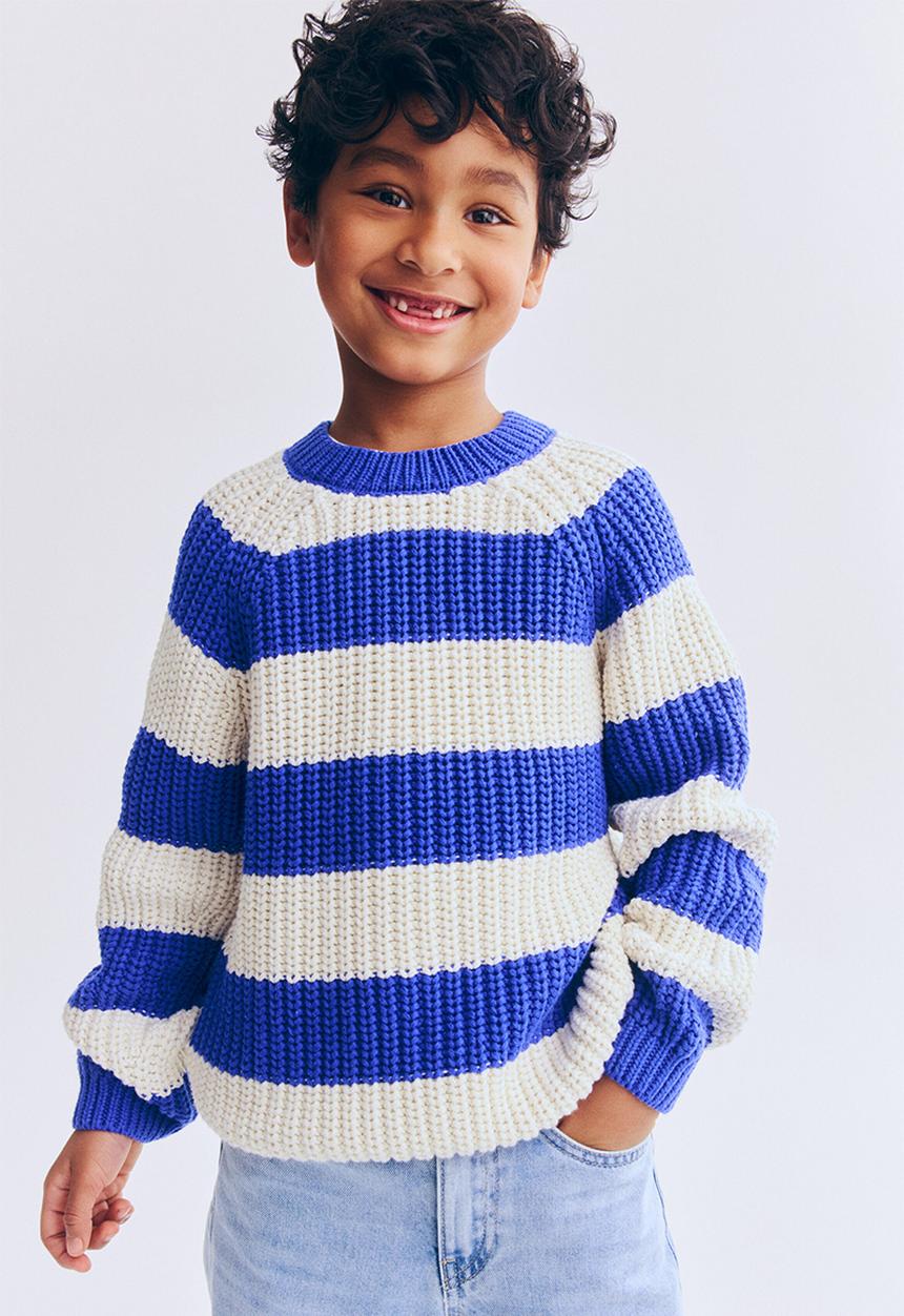H&M - Rib-knit cotton jumper - blue/white