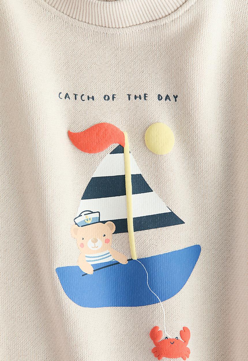 H&M - Printed sweatshirt - light beige/sailing boat