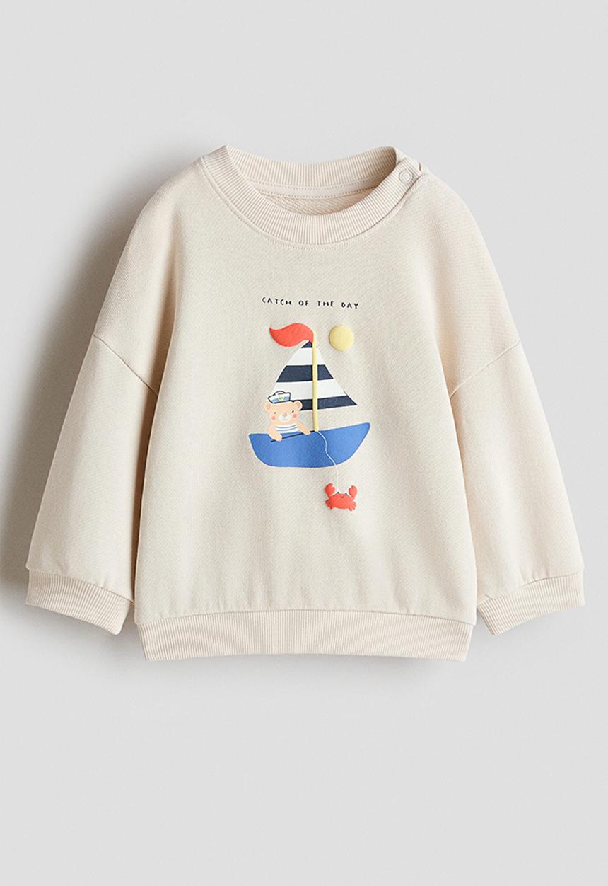 H&M - Printed sweatshirt - light beige/sailing boat