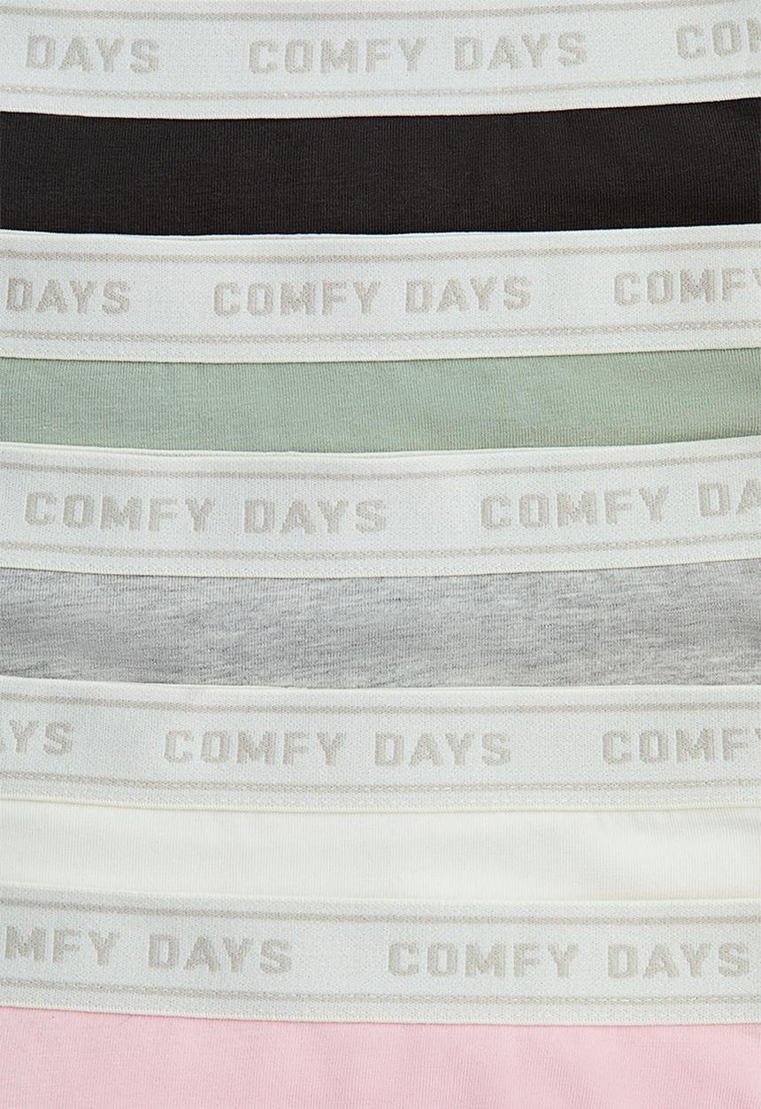 H&M - 5-pack text-motif hipster biefs - light pink/cream/green