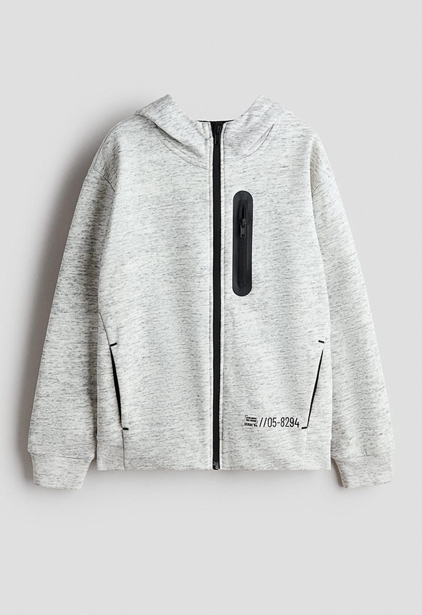 H&M - Zip-through hoodie - light grey marl
