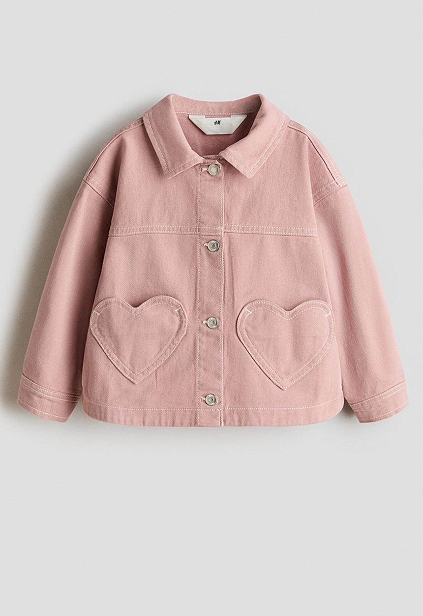H&M - Heart-pocket twill jacket - light pink