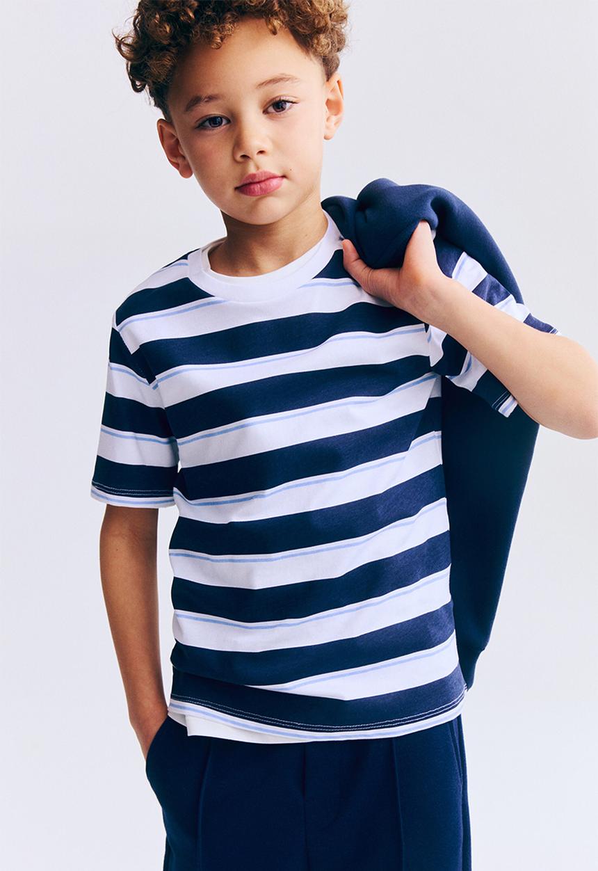 H&M - Printed cotton t-shirt - white/striped