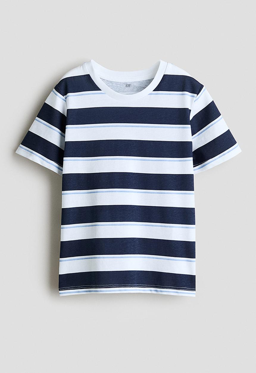 H&M - Printed cotton t-shirt - white/striped