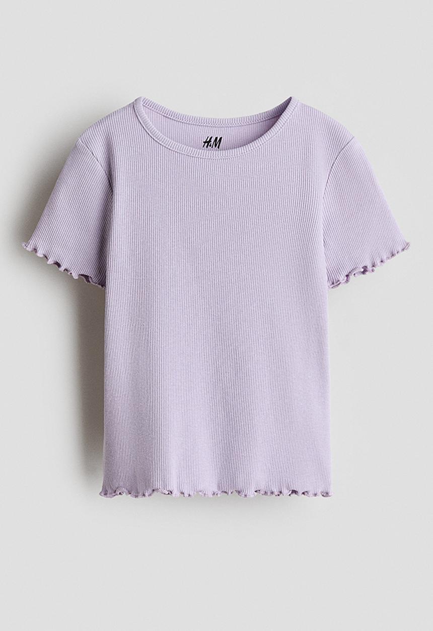 H&M - Overlocked ribbed t-shirt - light purple