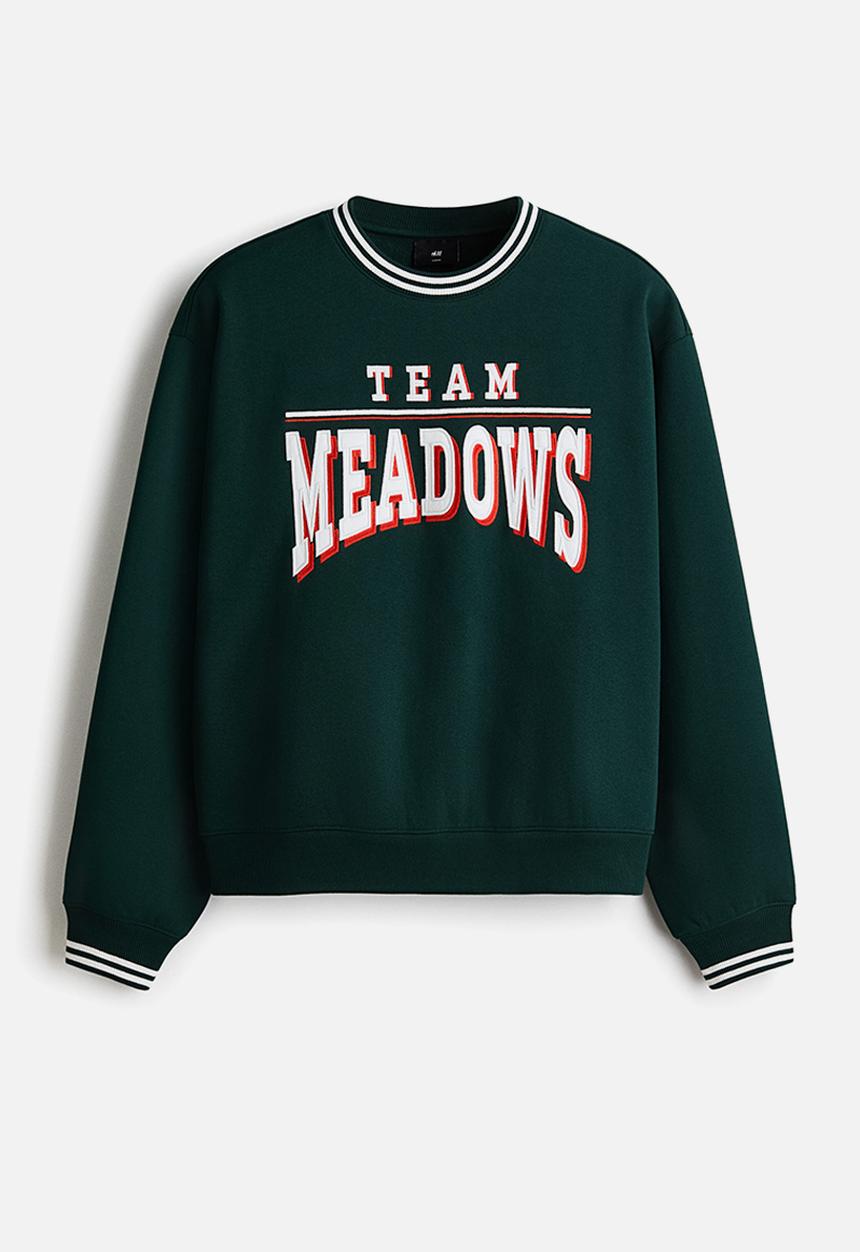 H&M - Loose fit printed sweatshirt - dark green/team meadows
