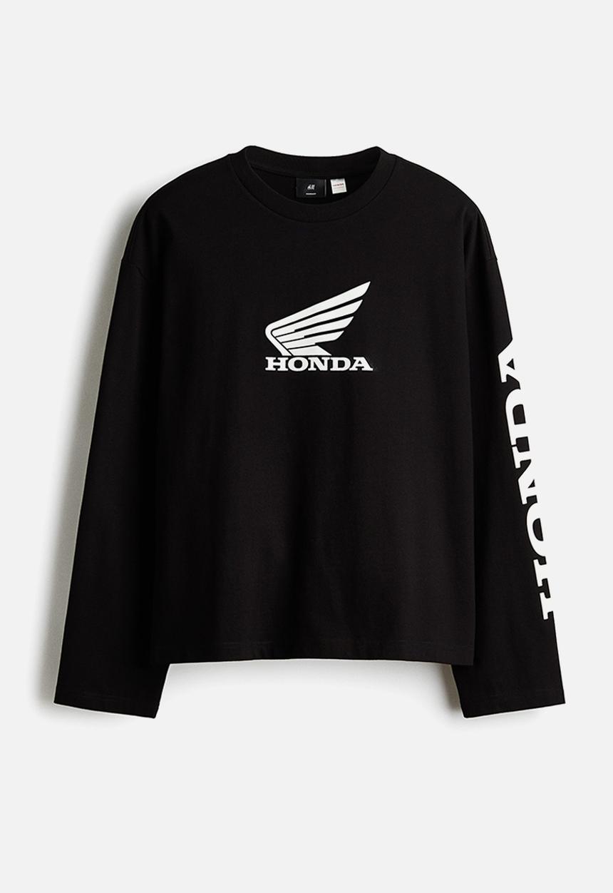 H&M - Oversized fit printed top - black/honda