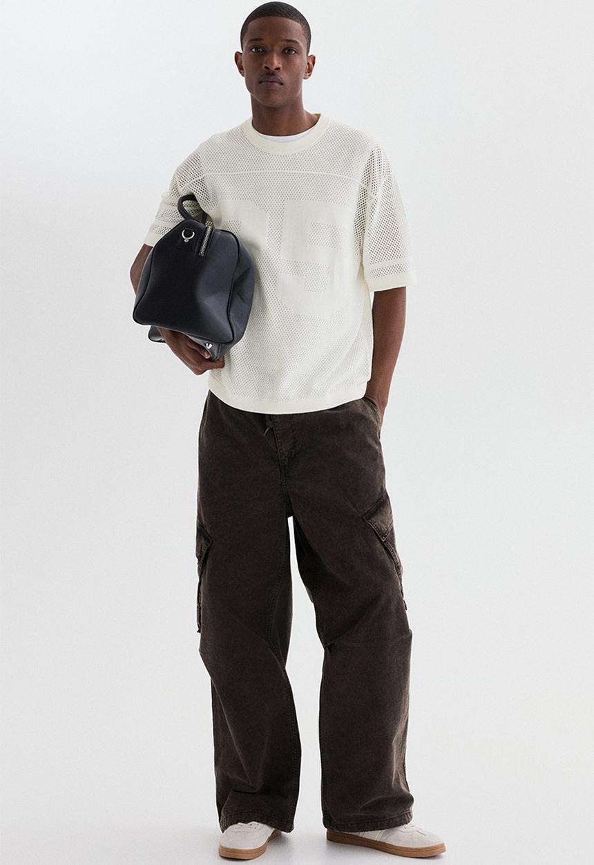 H&M - Relaxed fit boxy mesh t-shirt - white