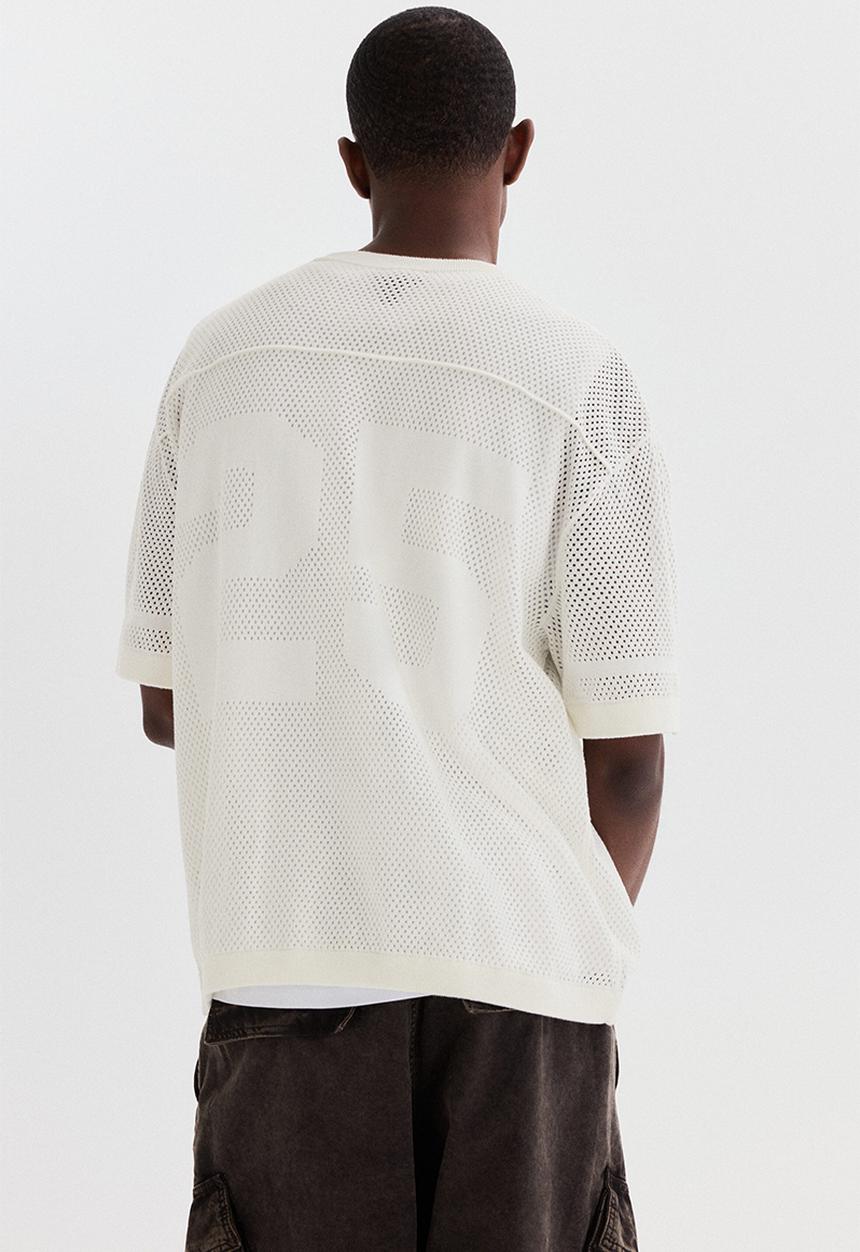 H&M - Relaxed fit boxy mesh t-shirt - white