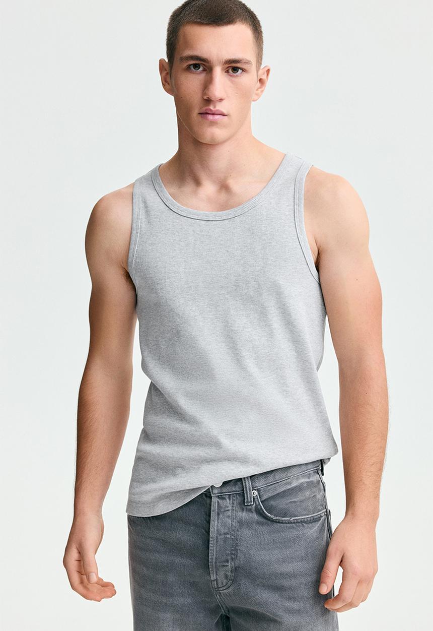 H&M - Slim fit ribbed vest top - light grey marl